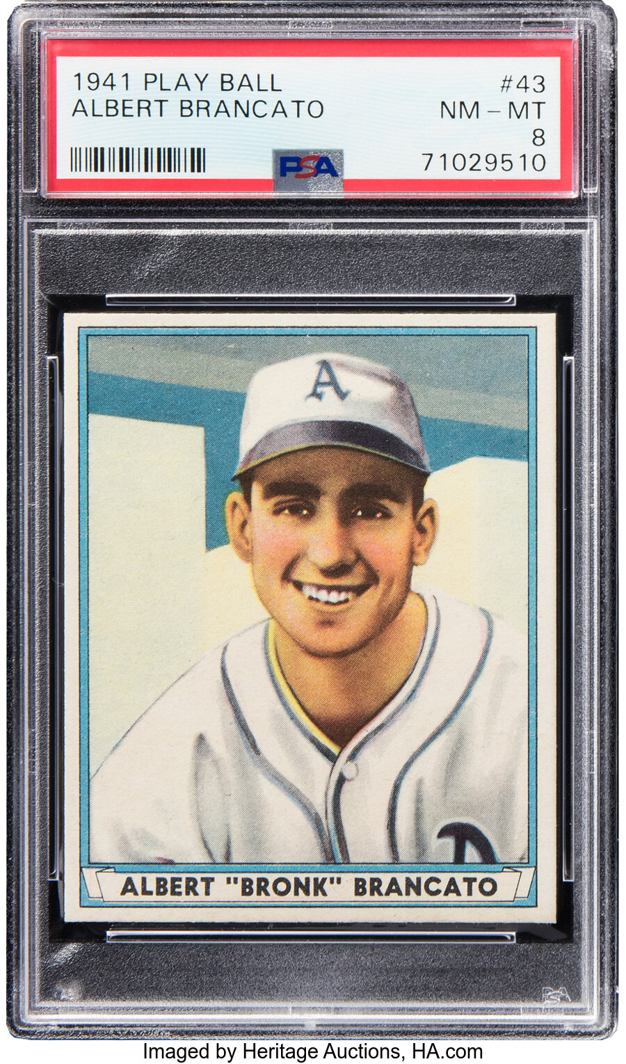 1941 Play Ball Albert Brancato Rookie #43 PSA NM-MT 8 - Four Higher!