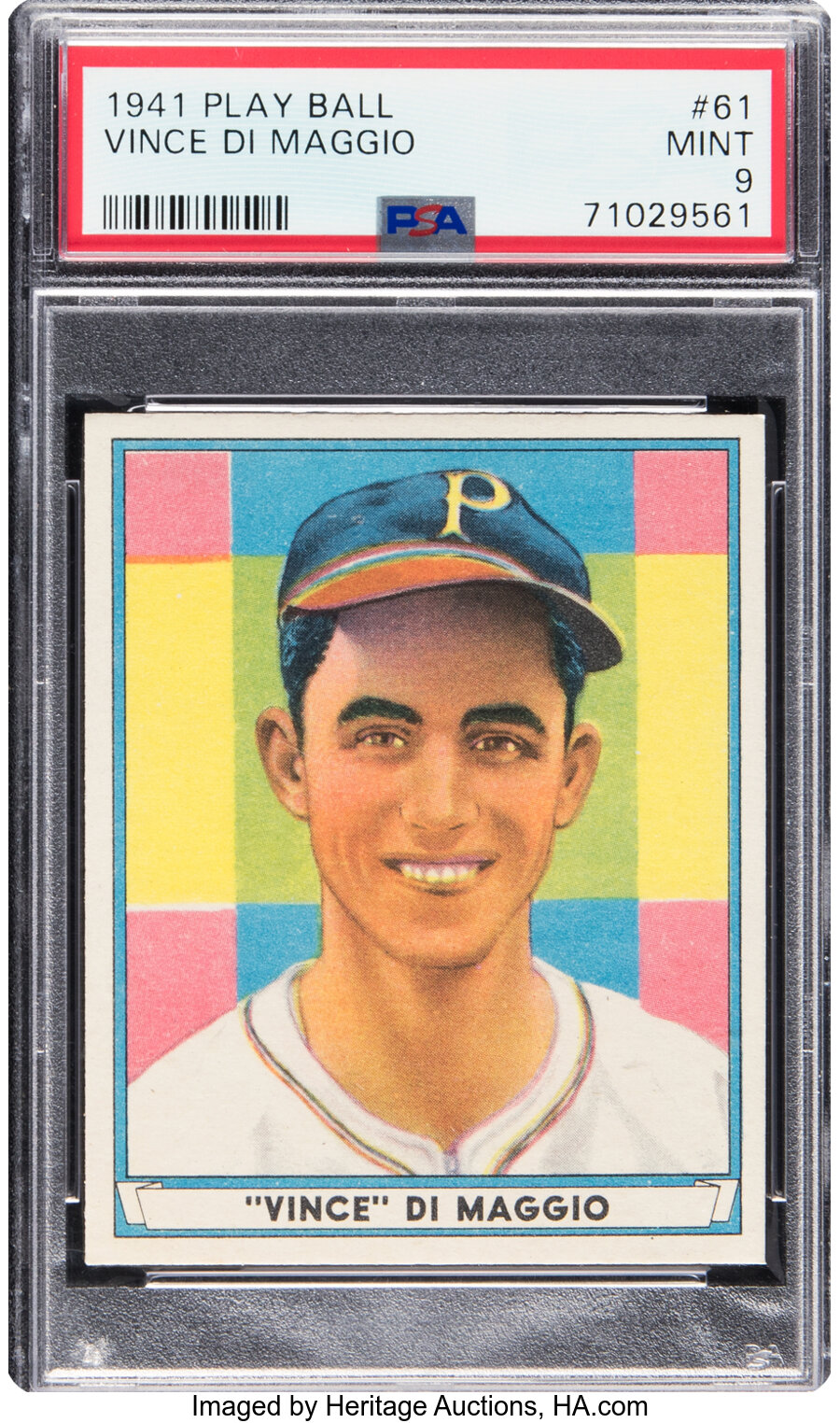 1941 Play Ball Vince DiMaggio Rookie #61 PSA Mint 9 - Only One Higher!