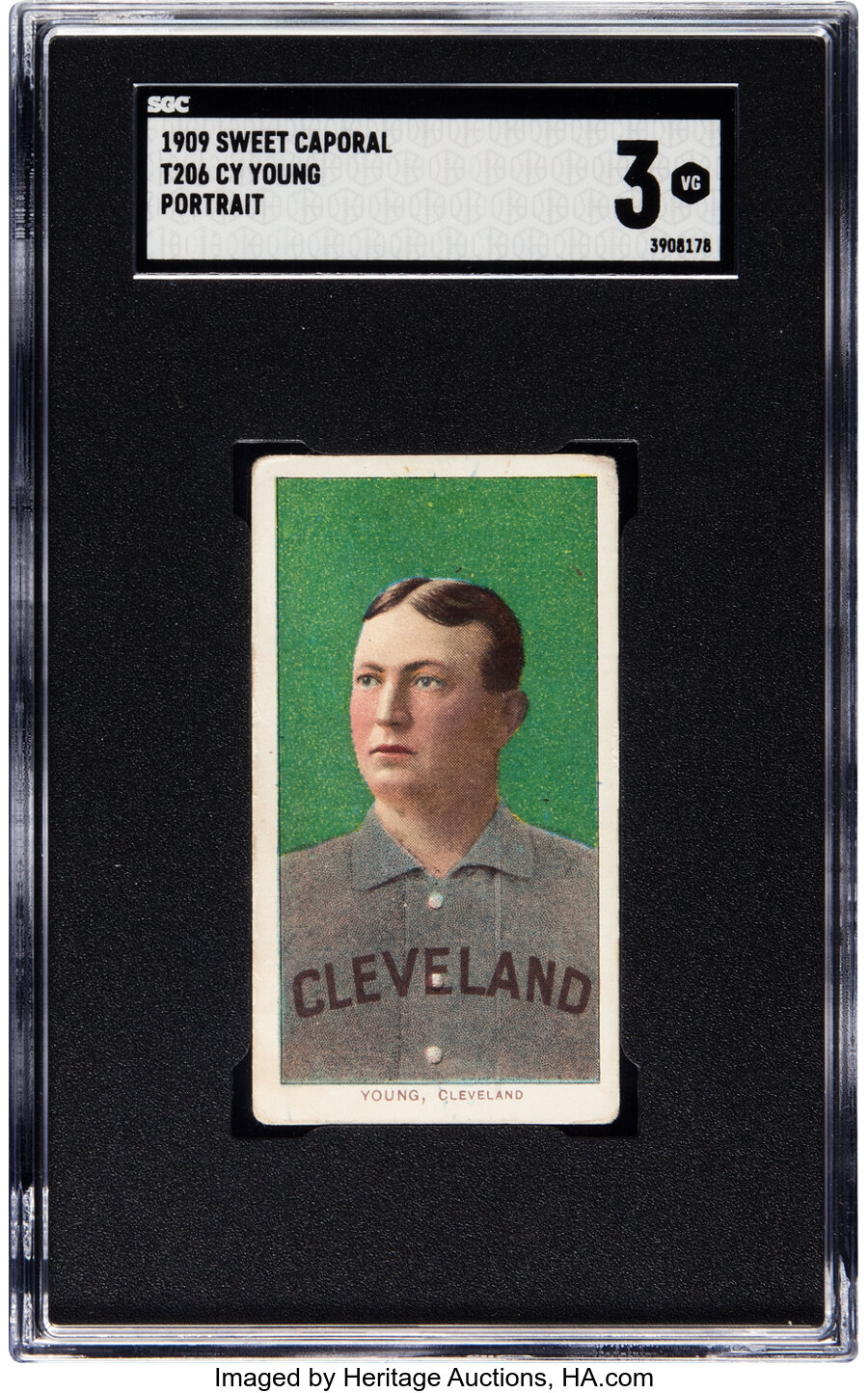 1909-11 T206 Sweet Caporal 150 Cy Young (Cleveland, Portrait) SGC VG 3