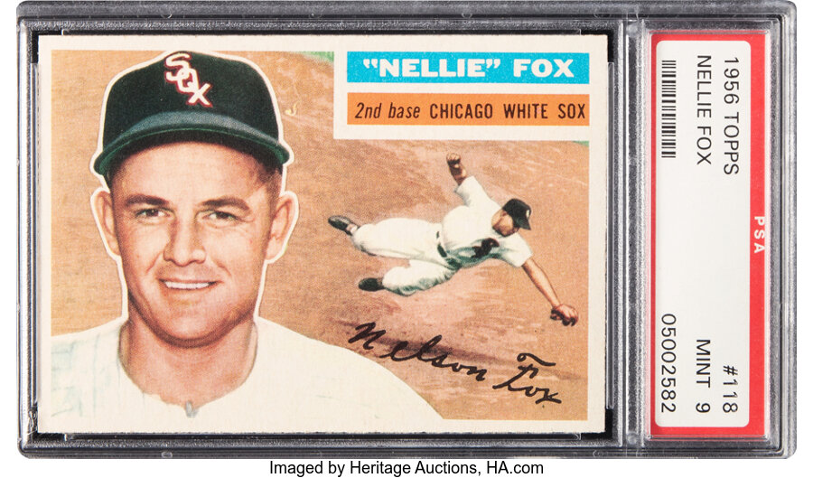 1956 Topps Nellie Fox (Gray Back) #118 PSA Mint 9 - Only Two Higher!