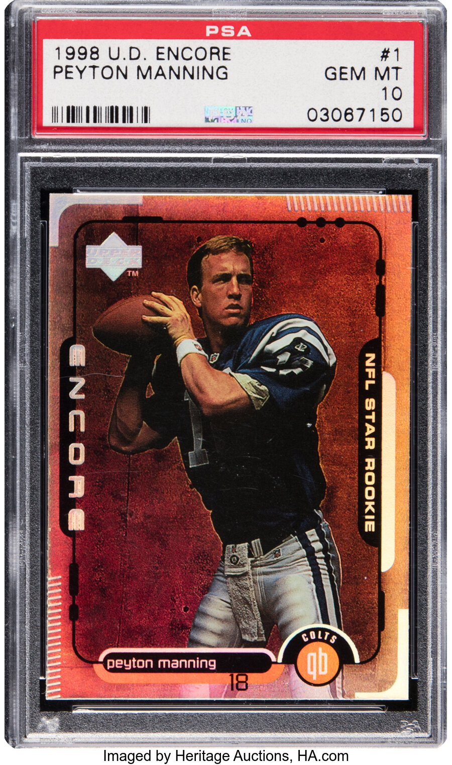 1998 Upper Deck Encore Peyton Manning #1 PSA Gem Mint 10