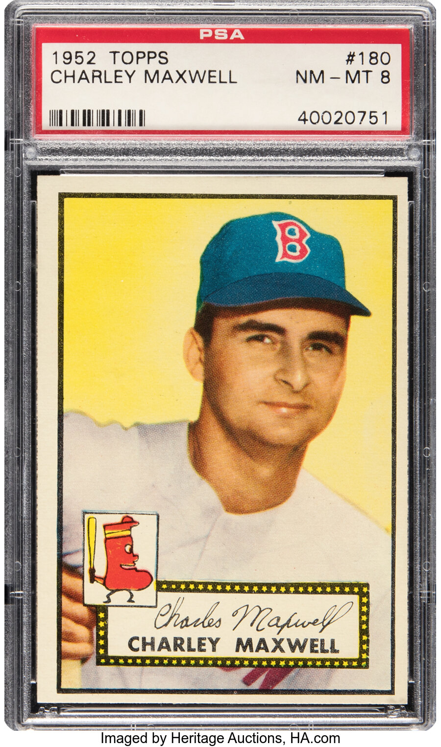 1952 Topps Charley Maxwell Rookie #180 PSA NM-MT 8 - Four Higher!