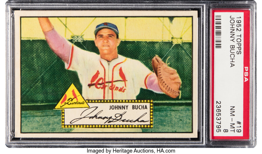 1952 Topps Johnny Bucha Rookie #19 PSA NM-MT 8 - Only One Higher!