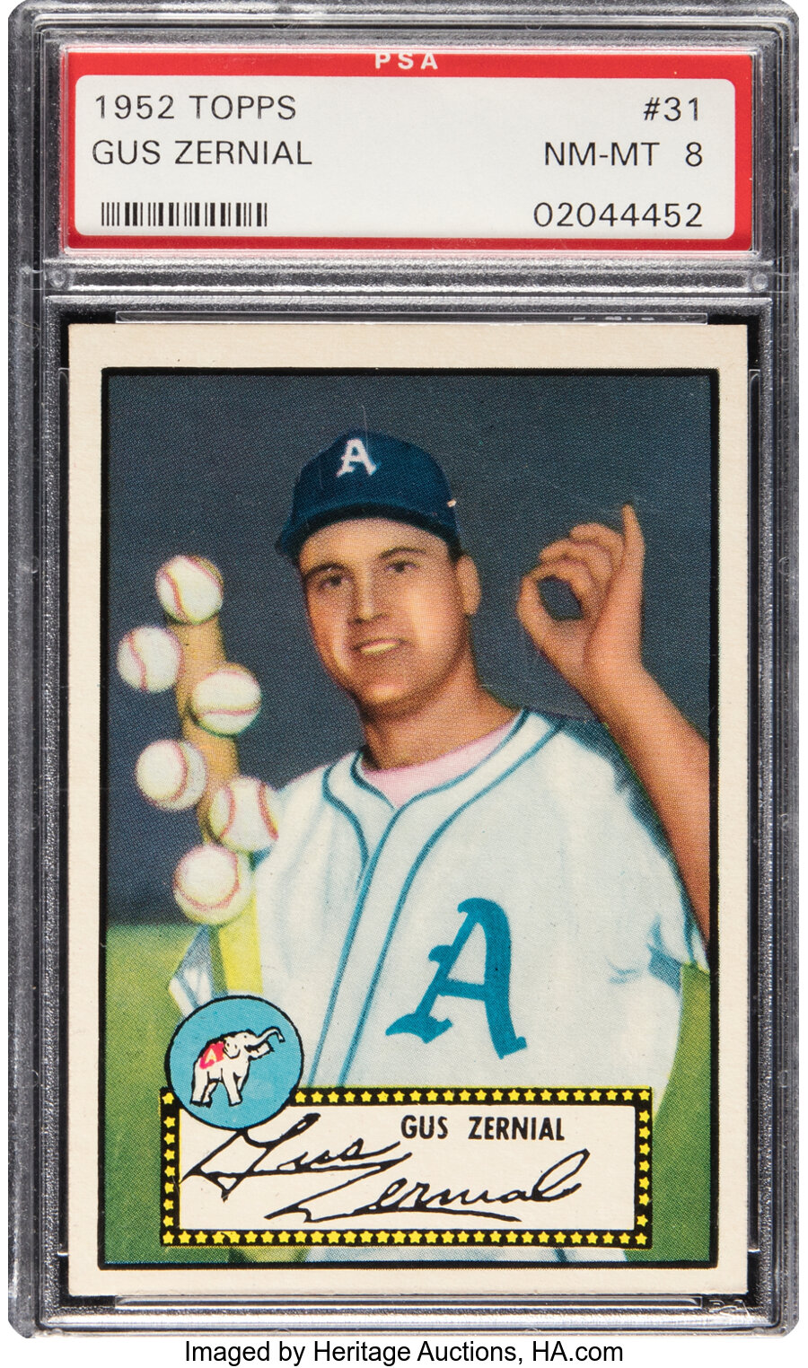 1952 Topps Gus Zernial #31 PSA NM-MT 8 - Only One Higher!