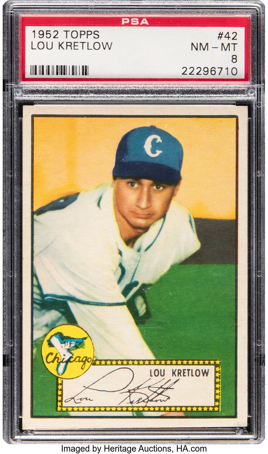 1952 Topps Lou Kretlow Rookie #42 PSA NM-MT 8 - Only One Higher!