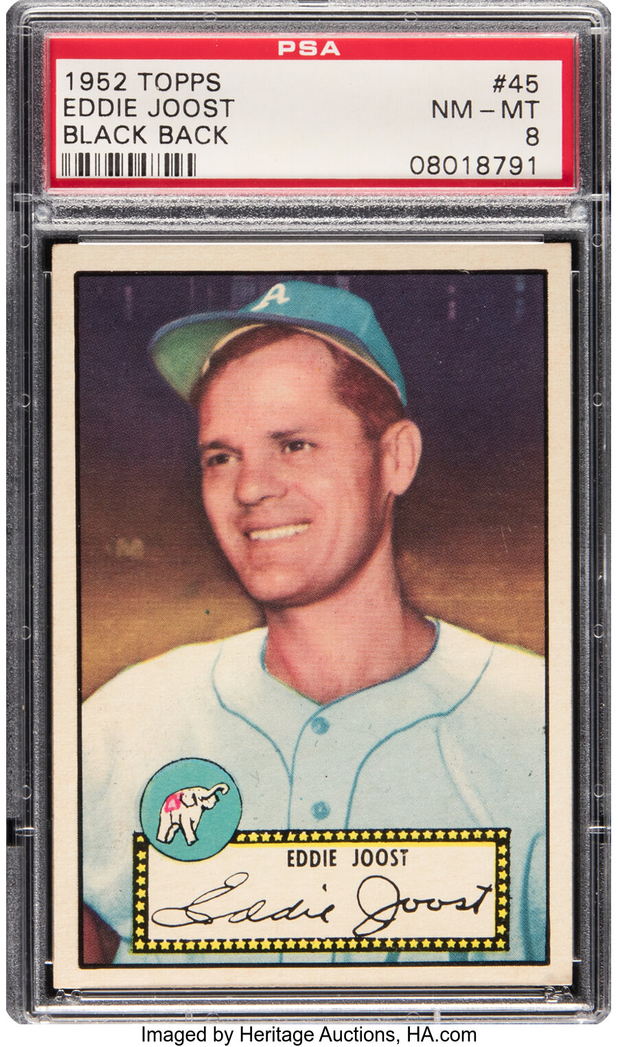 1952 Topps Eddie Joost (Black Back) #45 PSA NM-MT 8 - Only One Higher!