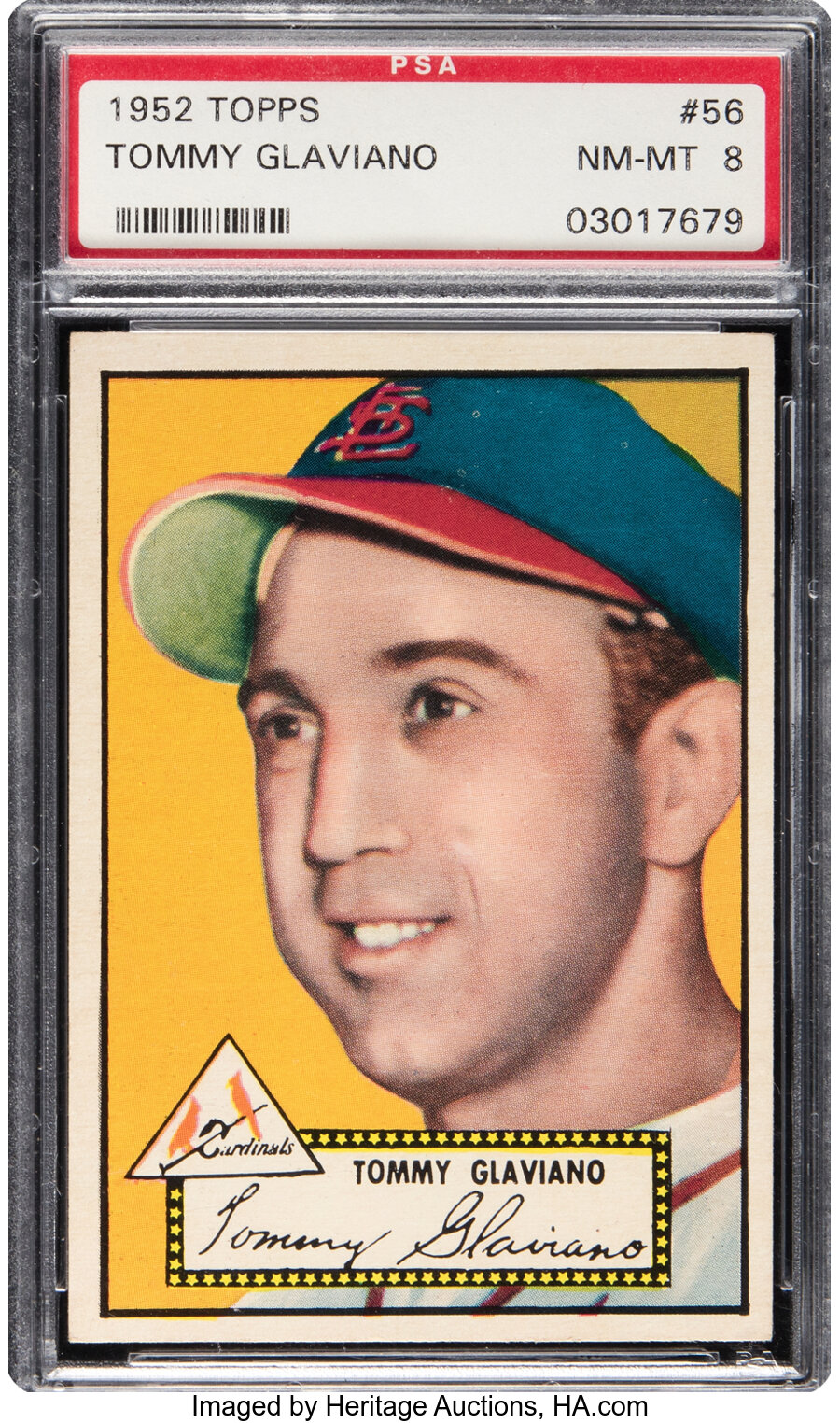 1952 Topps Tommy Glaviano #56 PSA NM-MT 8 - Three Higher!