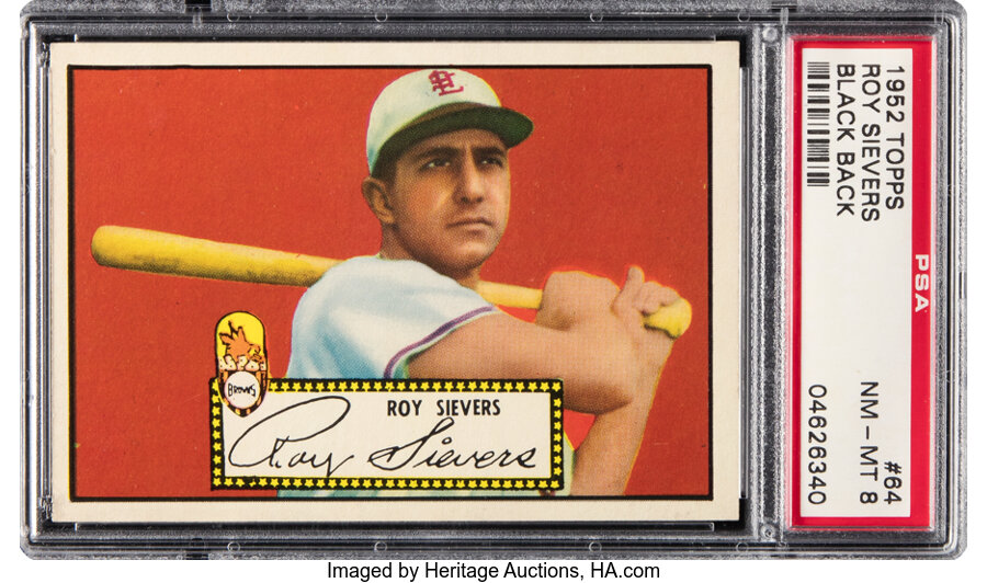 1952 Topps Roy Sievers (Black Back) #64 PSA NM-MT 8 - Six Higher!