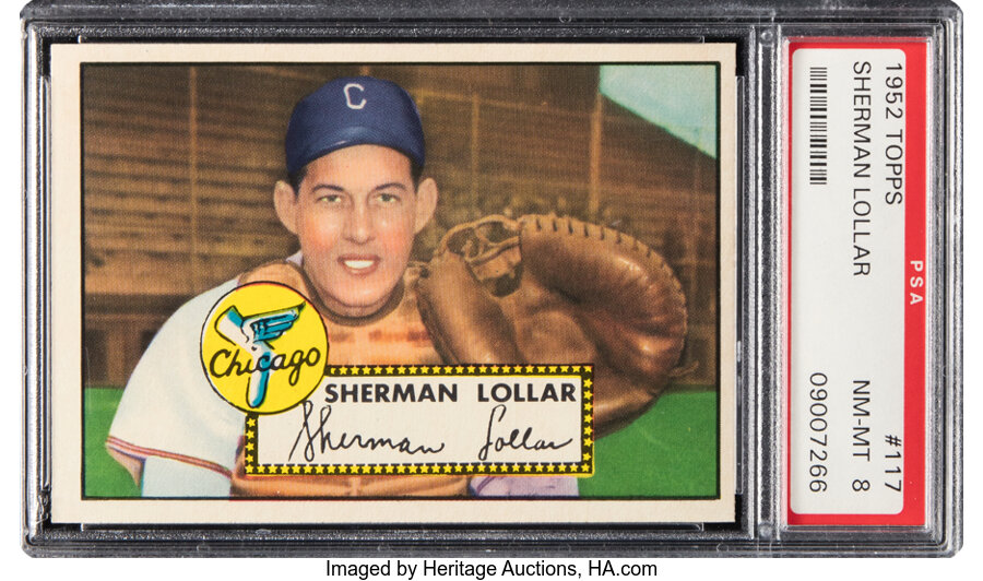1952 Topps Sherman Lollar #117 PSA NM-MT 8 - Five Higher!