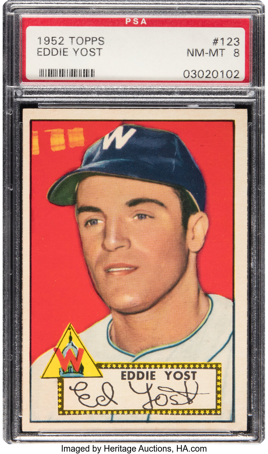 1952 Topps Eddie Yost #123 PSA NM-MT 8