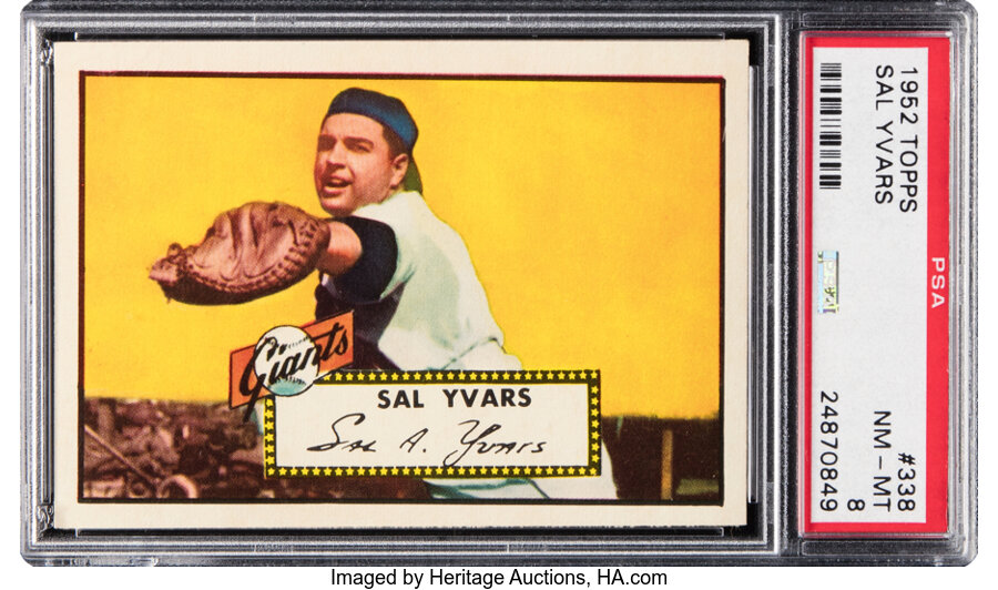 1952 Topps Sal Yvars Rookie #338 PSA NM-MT 8