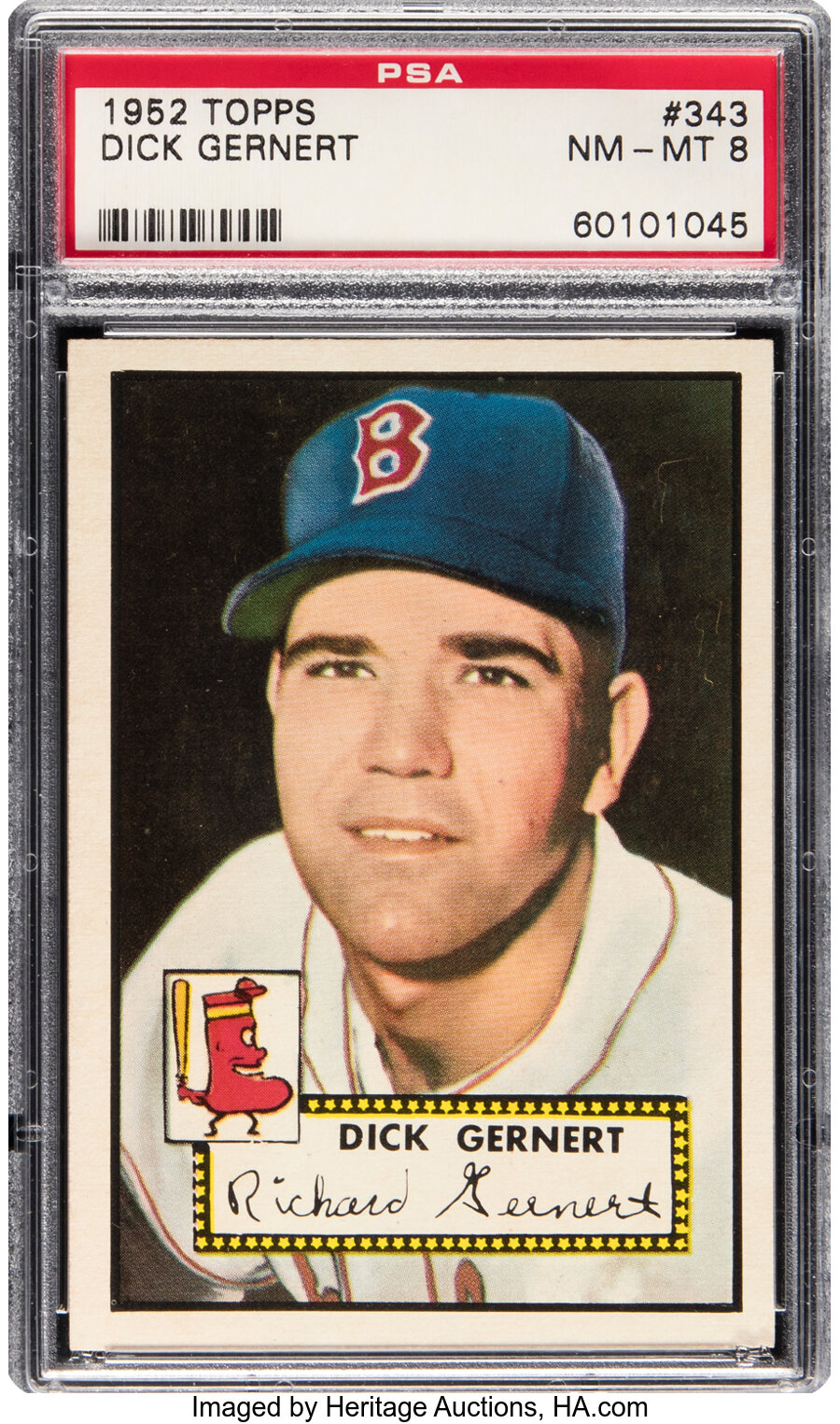 1952 Topps Dick Gernert Rookie #343 PSA NM-MT 8 - Eight Higher!