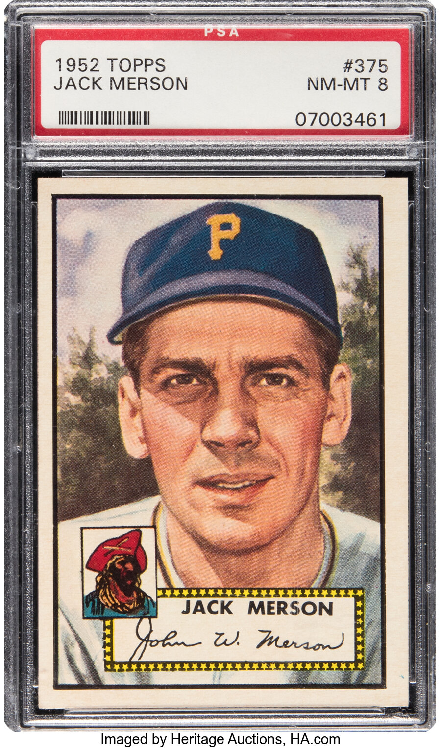 1952 Topps Jack Merson Rookie #375 PSA NM-MT 8