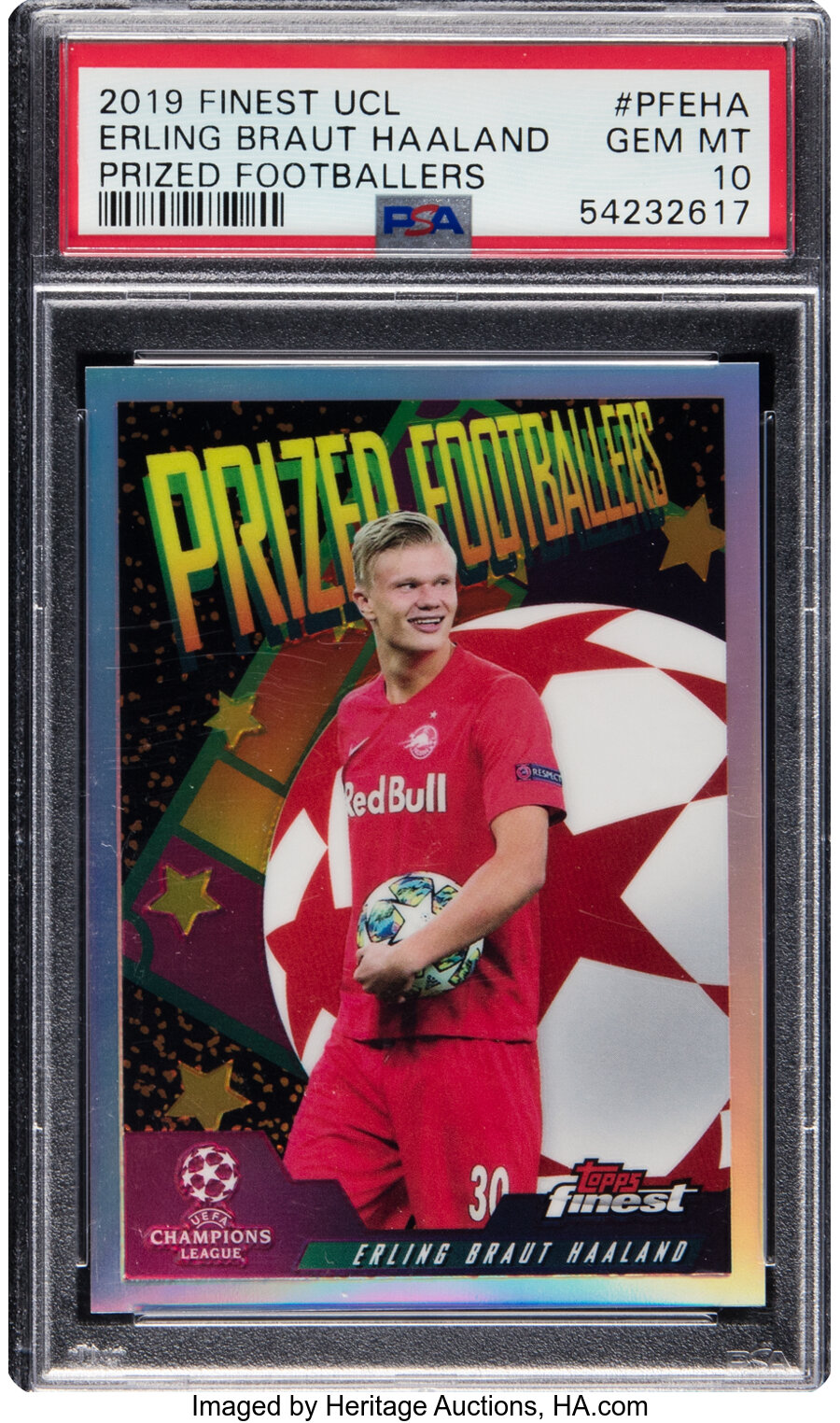 2019 Topps Finest UCL Erling Haaland (Prized Footballers) #PF-EHA PSA Gem Mint 10