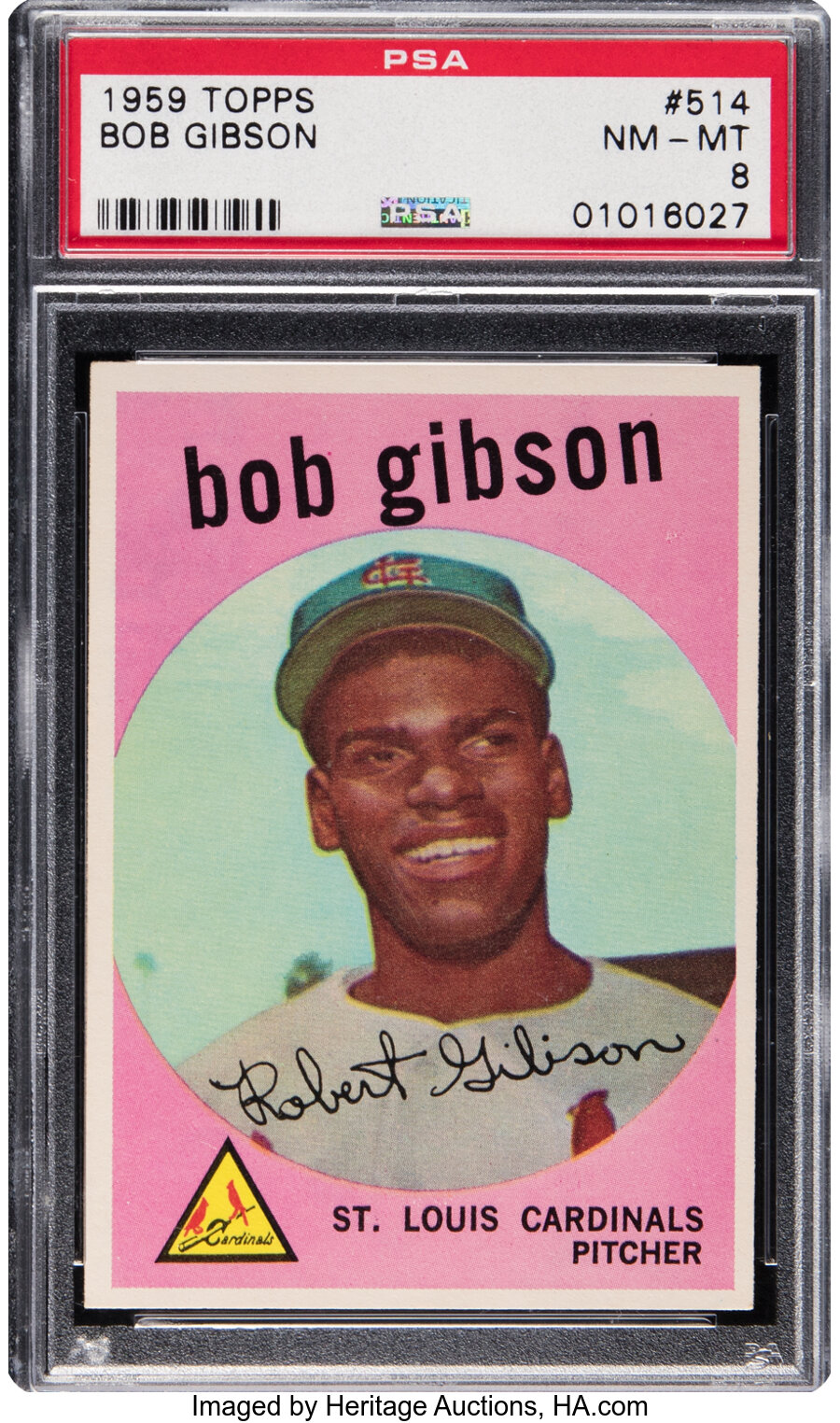 1959 Topps Bob Gibson Rookie #514 PSA NM-MT 8
