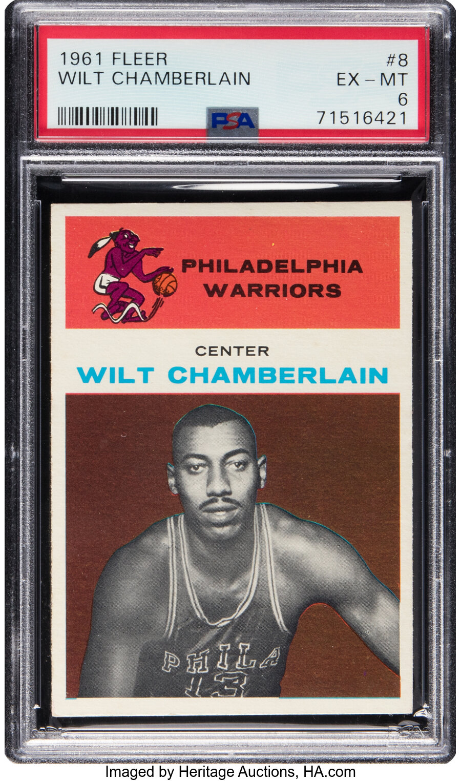 1961 Fleer Wilt Chamberlain Rookie #8 PSA EX-MT 6