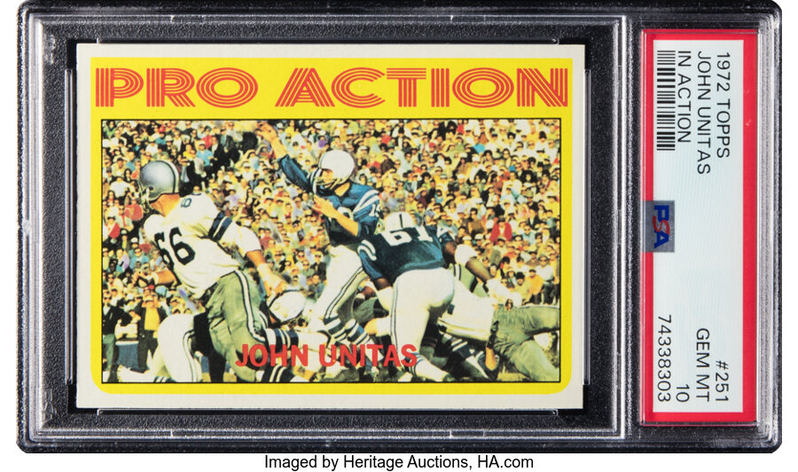 1972 Topps John Unitas (In Action) #251 PSA Gem Mint 10