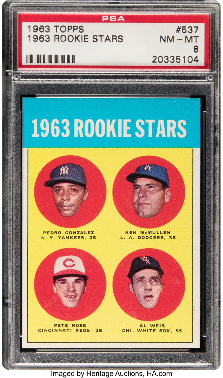 1963 Topps Pete Rose - 1963 Rookie Stars #537 PSA NM-MT 8