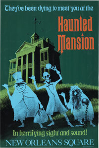 Disneyland - RARE "Haunted Mansion" Silk-Screened Attraction Entrance Poster (Walt Disney, 1969)