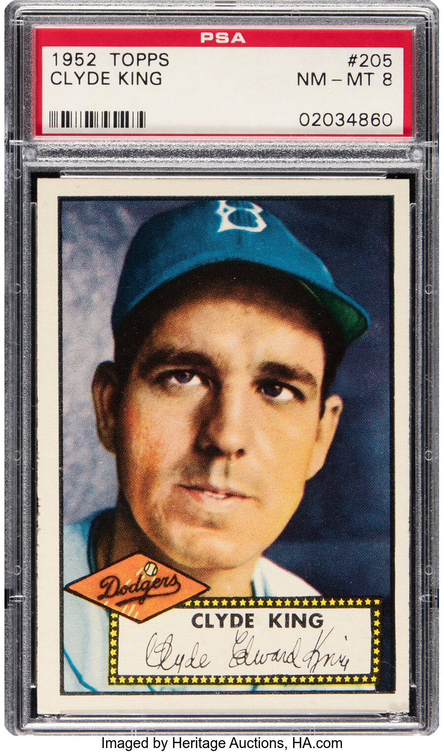 1952 Topps Clyde King #205 PSA NM-MT 8