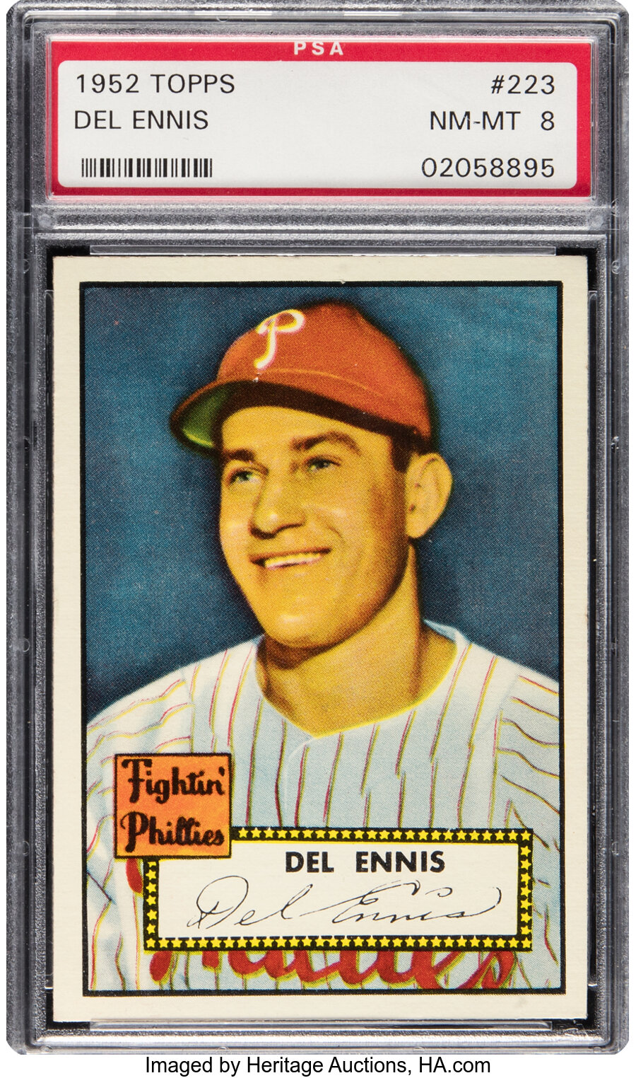 1952 Topps Del Ennis #223 PSA NM-MT 8