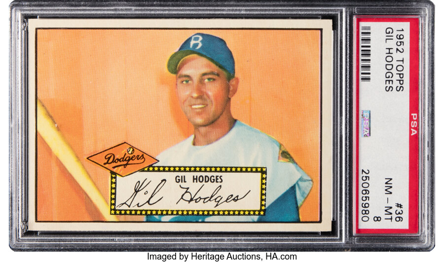 1952 Topps Gil Hodges #36 PSA NM-MT 8 - Seven Higher!