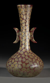 Clément Massier Lustre Glazed Two-Handled Stoneware Vase, 1890 Marks: C.M., Golfe-Juan, ·A·M·...