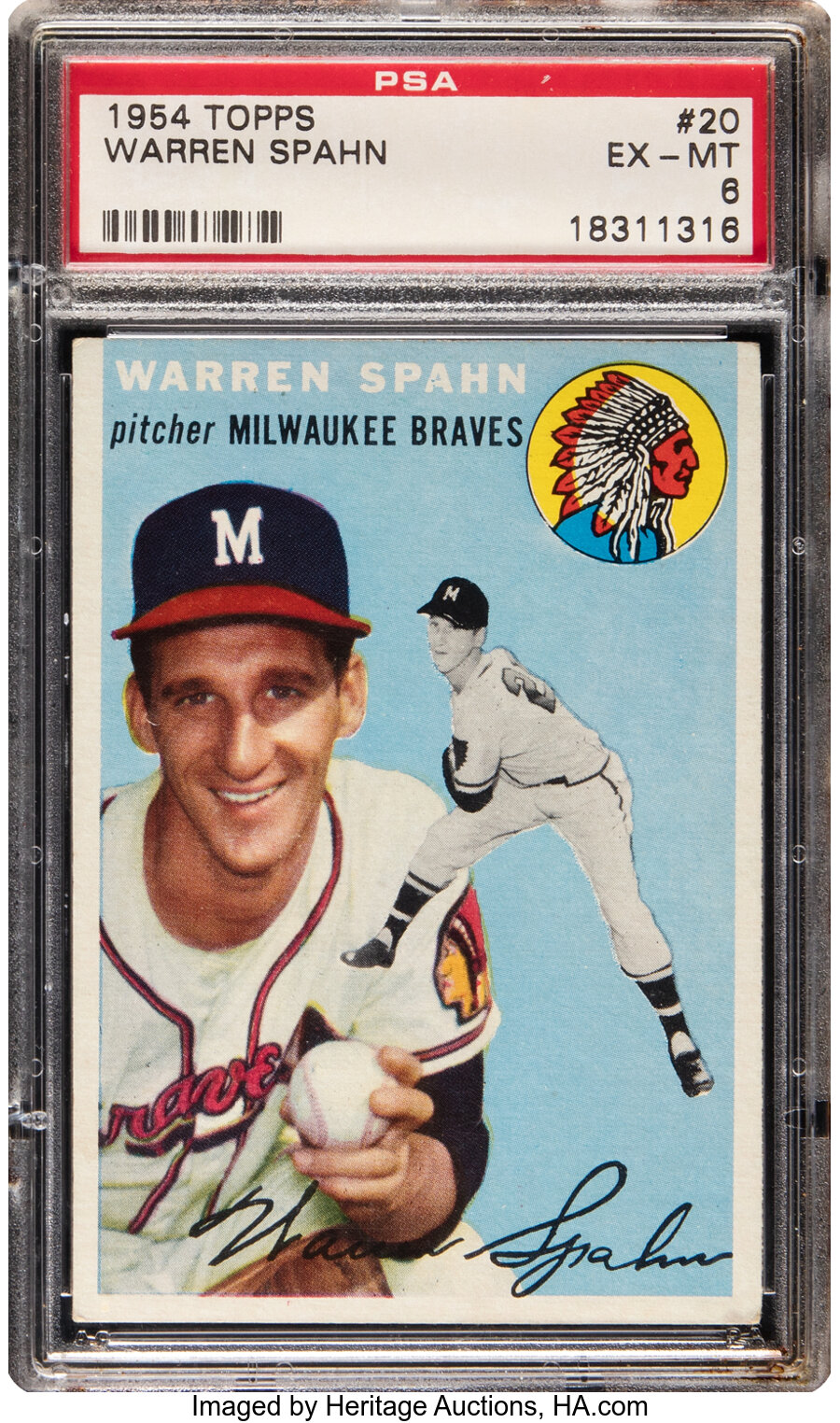 1954 Topps Warren Spahn #20 PSA EX-MT 6