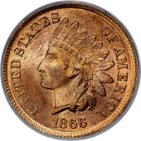 1866 1C MS65 Red and Brown PCGS. CAC. (PCGS# 2086)