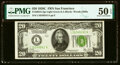 Fr. 2053-L $20 1928C Light Green Seal Federal Reserve Note. PMG About Uncirculated 50 EPQ