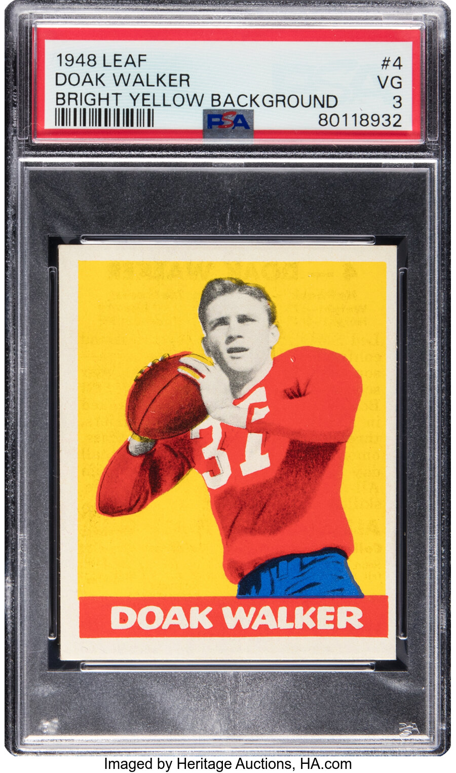 1948 Leaf Doak Walker (Bright Yellow Background) #4 PSA VG 3