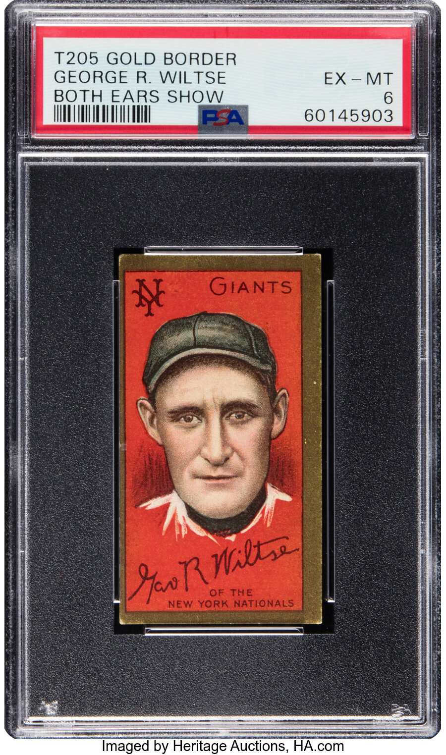 1911 T205 Piedmont George Wiltse (Both Ears) PSA EX-MT 6