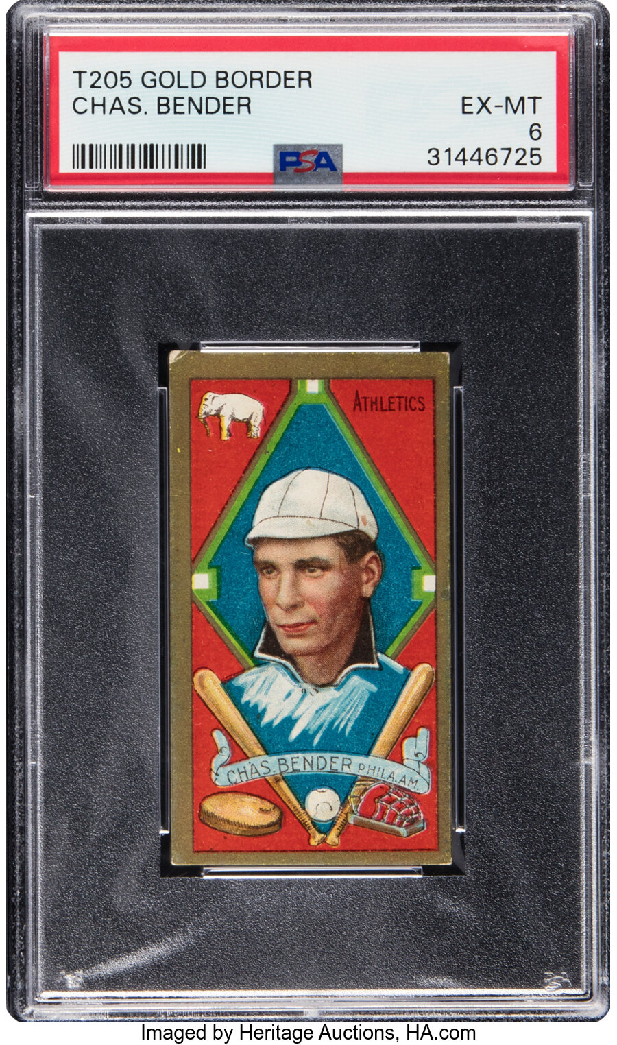 1911 T205 Piedmont Chief Bender PSA EX-MT 6