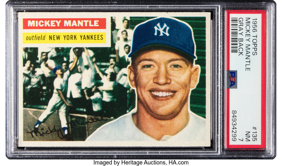 1956 Topps Mickey Mantle (Gray Back) #135 PSA NM 7