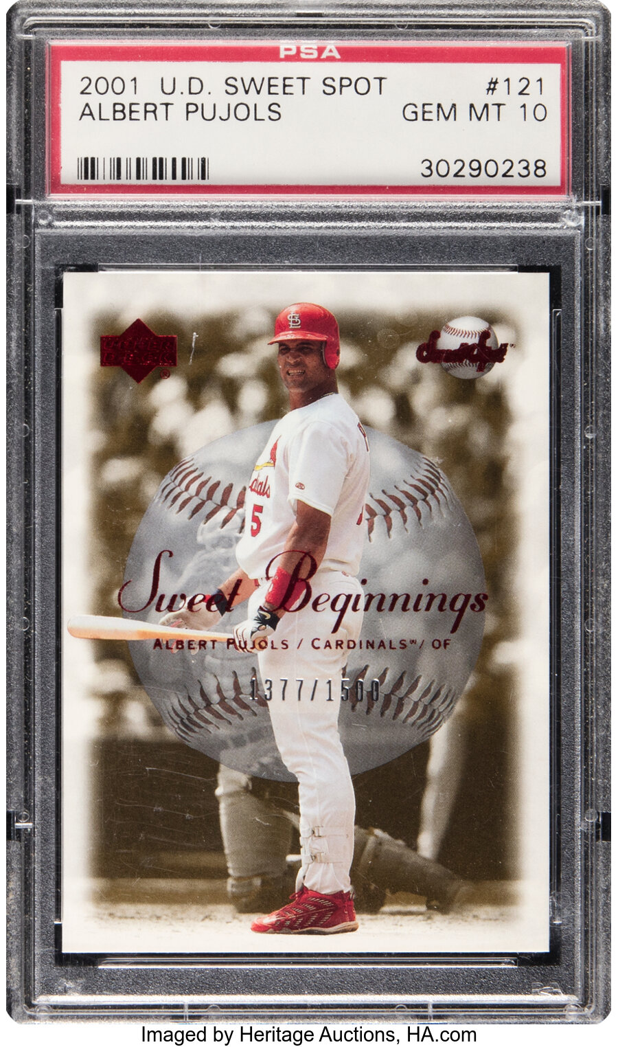 2001 Upper Deck Sweet Spot Albert Pujols #121 PSA Gem Mint 10 - #'d 1377/1500