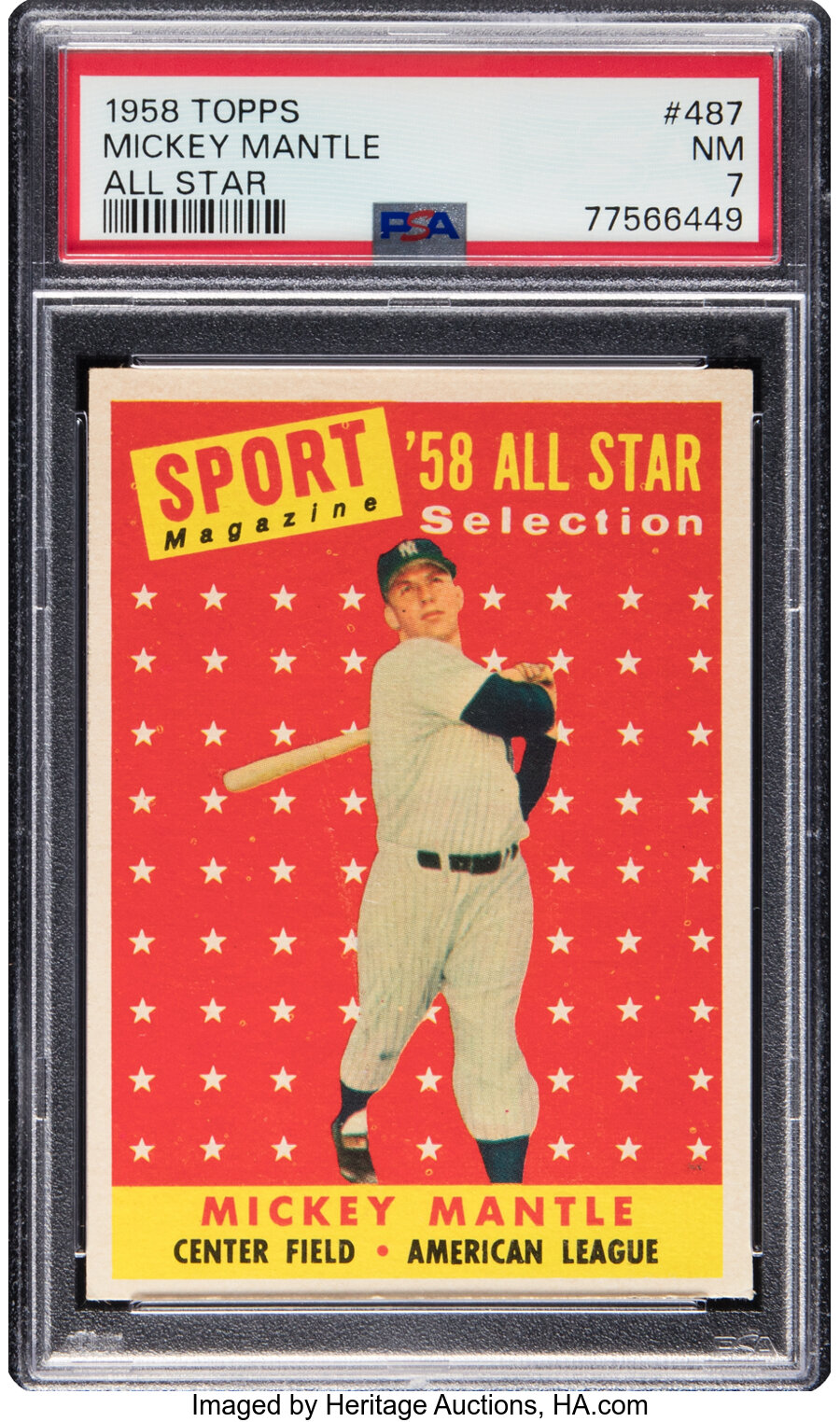1958 Topps Mickey Mantle (All Star) #487 PSA NM 7