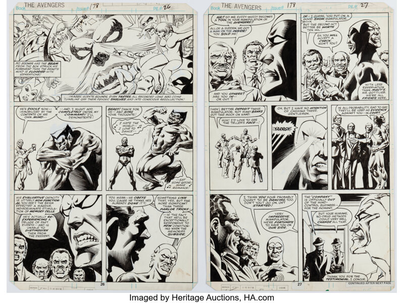 Original Comic Art:Story Page, Carmine Infantino and Rudy Nebres The Avengers #178 Story Pages 14 & 15 Original Art (Marvel...