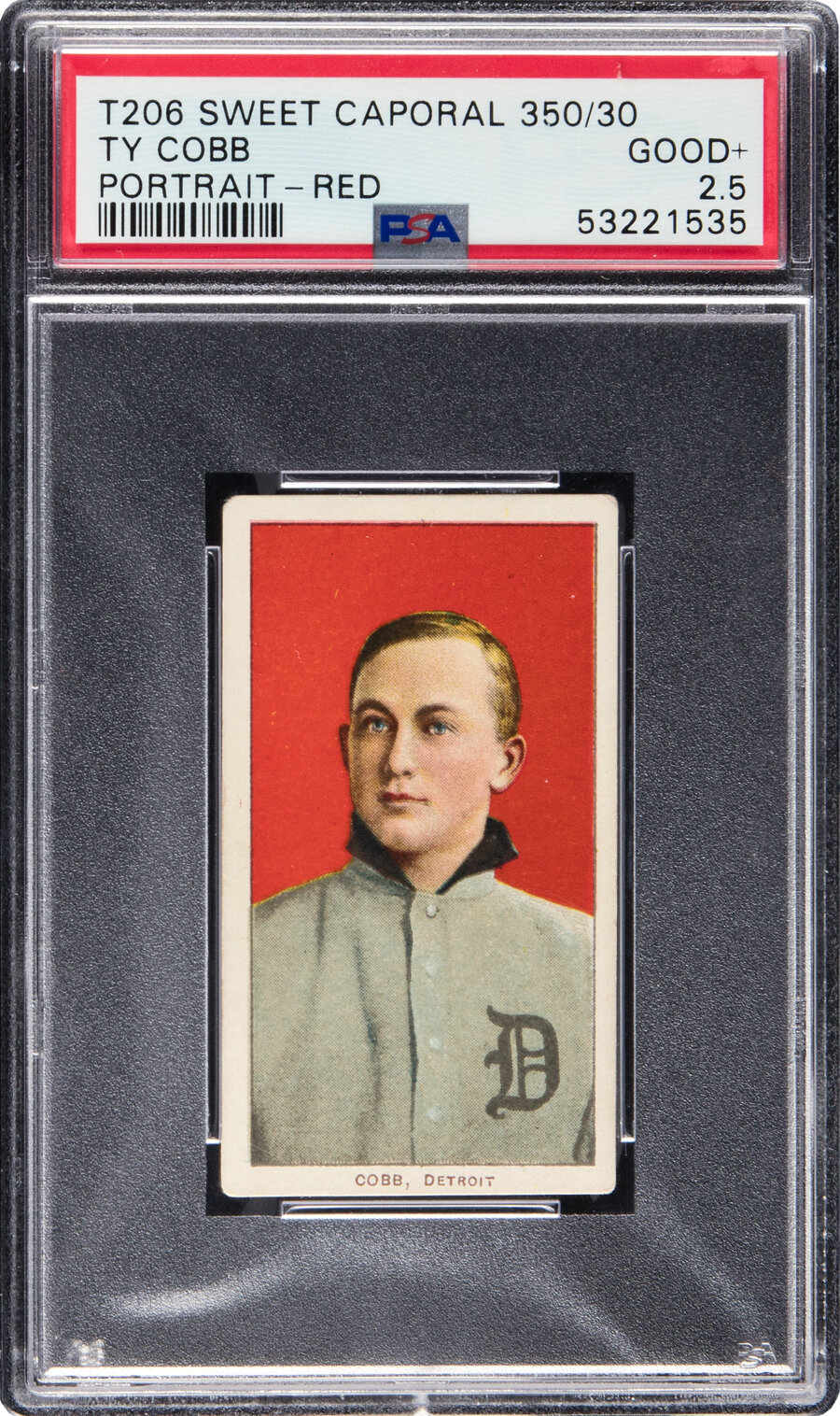 1909-11 T206 Sweet Caporal 350/30 Ty Cobb (Portrait-Red) PSA Good+ 2.5