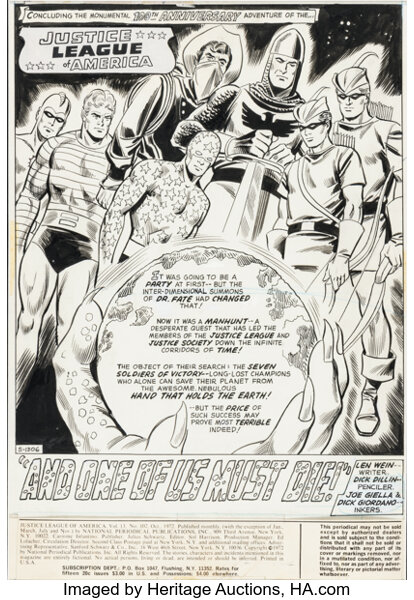 Original Comic Art:Splash Pages, Dick Dillin and Joe Giella Justice League of America #102 Splash Page 1 Original Art (DC, 19...