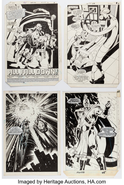 Original Comic Art:Splash Pages, Luke McDonnell and Bill Wray Justice League of America #249-251 Splash Pages Original Art Gr...