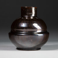 George Ohr Glazed Earthenware Vase, circa 1900 Marks: G E OHR 4-1/2 inches (11.4 cm)