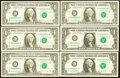Matching Federal Reserve Notes Choice Crisp Uncirculated or Better. Serials 00006553; 6554; 6555; 6556 Fr. 1915-C $1 198...
