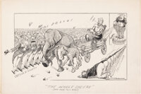 Edgar Rice Burroughs. Original pen-and-ink political cartoon drawing representing the three parties of the 1904 Presiden...