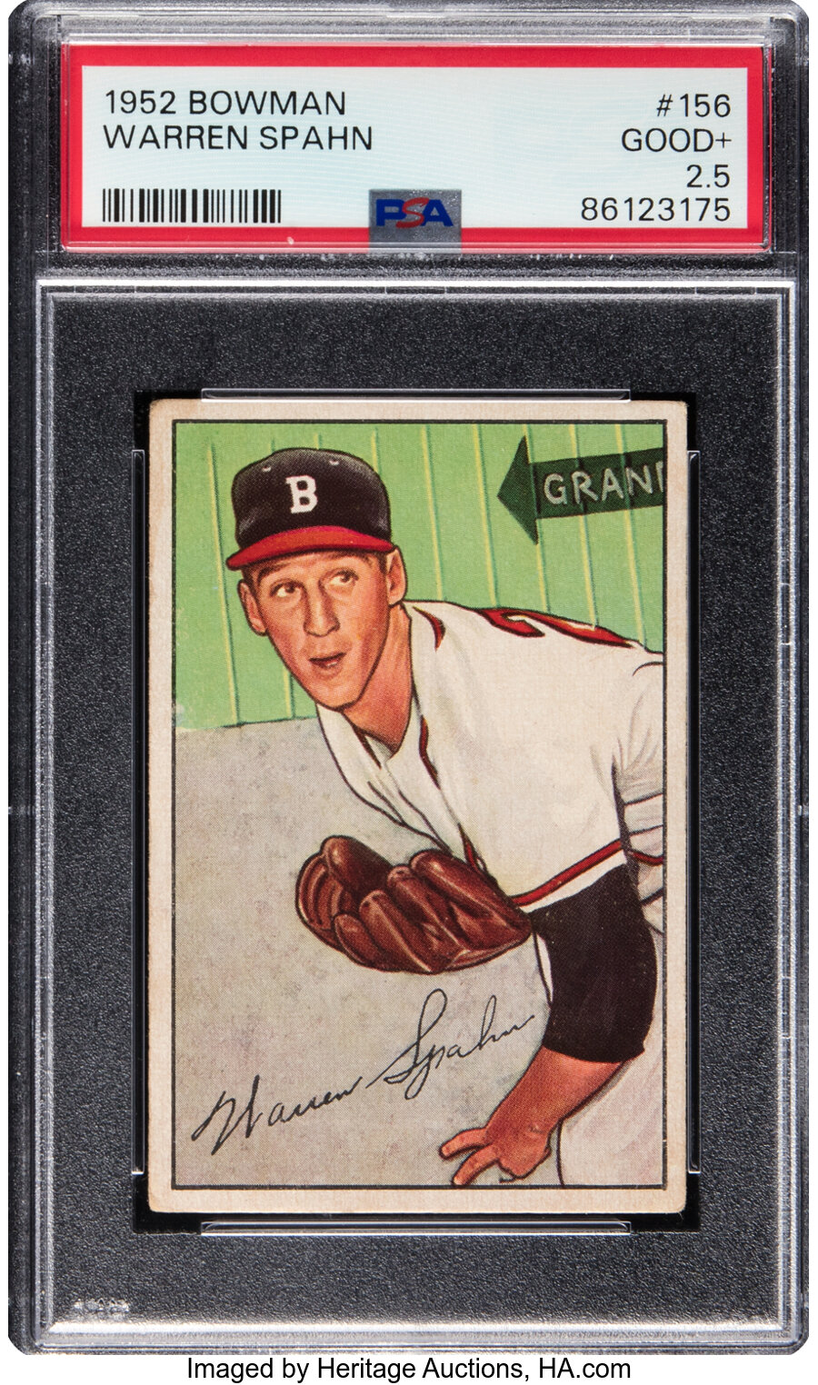 1952 Bowman Warren Spahn #156 PSA Good+ 2.5