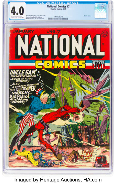 Golden Age (1938-1955):Superhero, National Comics #7 (Quality, 1941) CGC VG 4.0 Cream to off-whitepages....