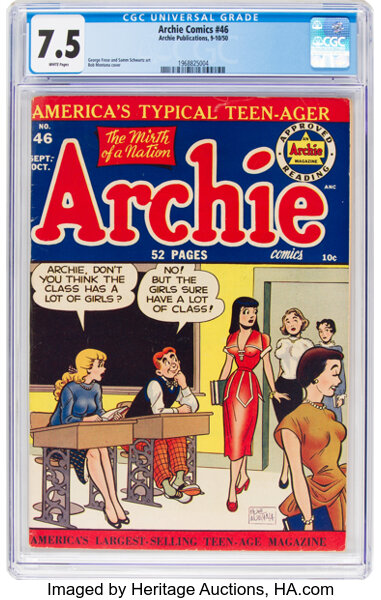 Golden Age (1938-1955):Humor, Archie Comics #46 (Archie, 1950) CGC VF- 7.5 White pages....