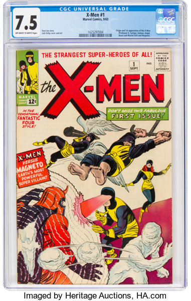 Silver Age (1956-1969):Superhero, X-Men #1 (Marvel, 1963) CGC VF- 7.5 Off-white to white pages....