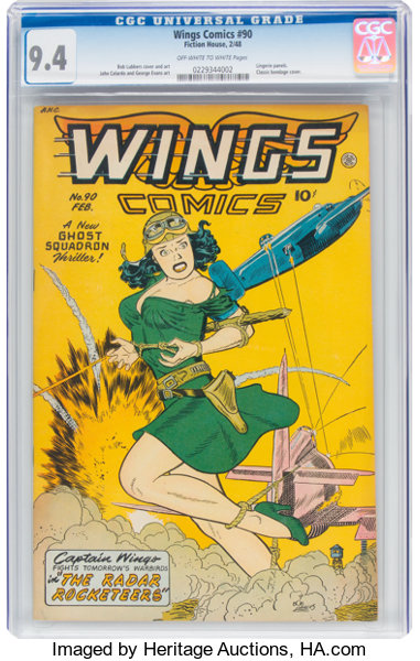 Golden Age (1938-1955):Adventure, Wings Comics #90 (Fiction House, 1948) CGC NM 9.4 Off-white to white pages....