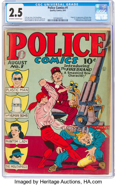 Golden Age (1938-1955):Superhero, Police Comics #1 (Quality, 1941) CGC GD+ 2.5 Off-white to white pages....
