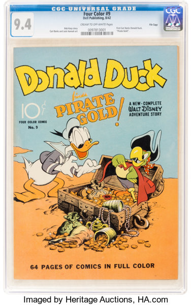 Golden Age (1938-1955):Cartoon Character, Four Color #9 Donald Duck - File Copy (Dell, 1942) CGC NM 9.4 Cream to off-white pages....